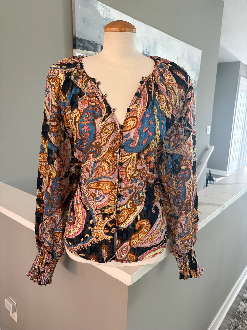 Sanctuary Multi-Color Paisley V-Neck Blouse